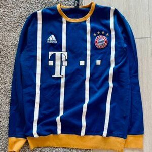 Adidas Bayern Munich Götze #19 Blue Gold Stripe Sweatshirt Men's Slim XL Fits L